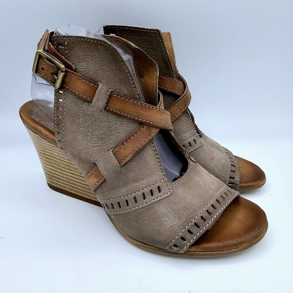 Miz Mooz Kipling Open Toe Leather Wedge Sandals - Picture 2 of 16